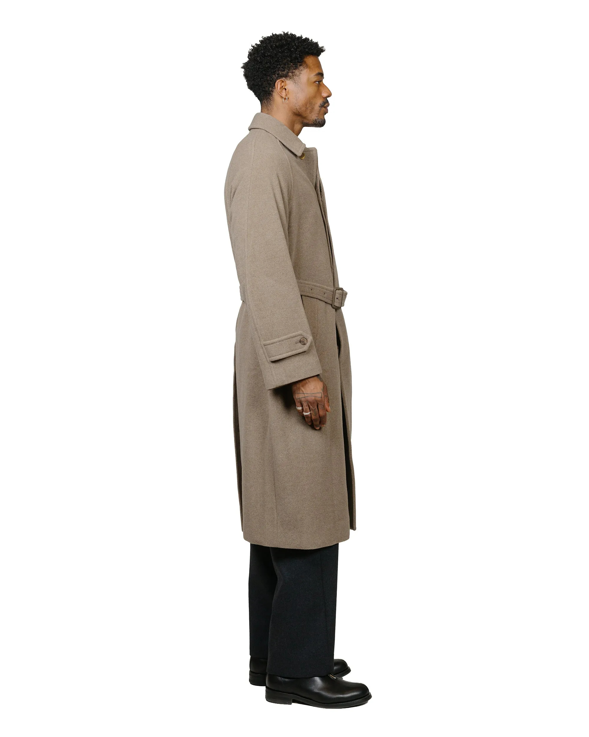 Auralee Super Fine Wool Mosser Soutien Collar Coat Khaki Beige