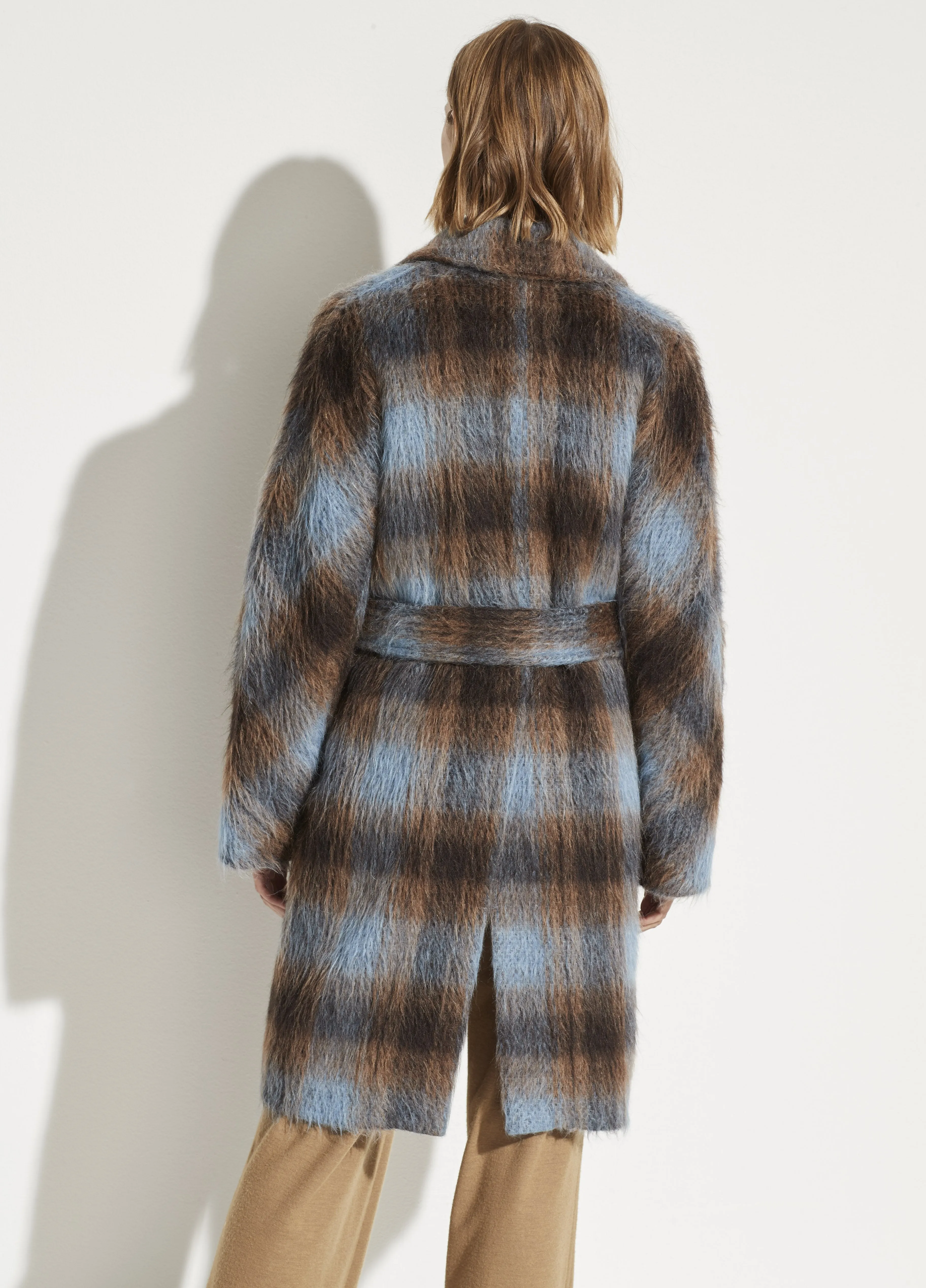 Belted Plaid Coat in Azurite Plaid