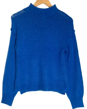 Bright Spring Azure Mock-turtleneck Sweater