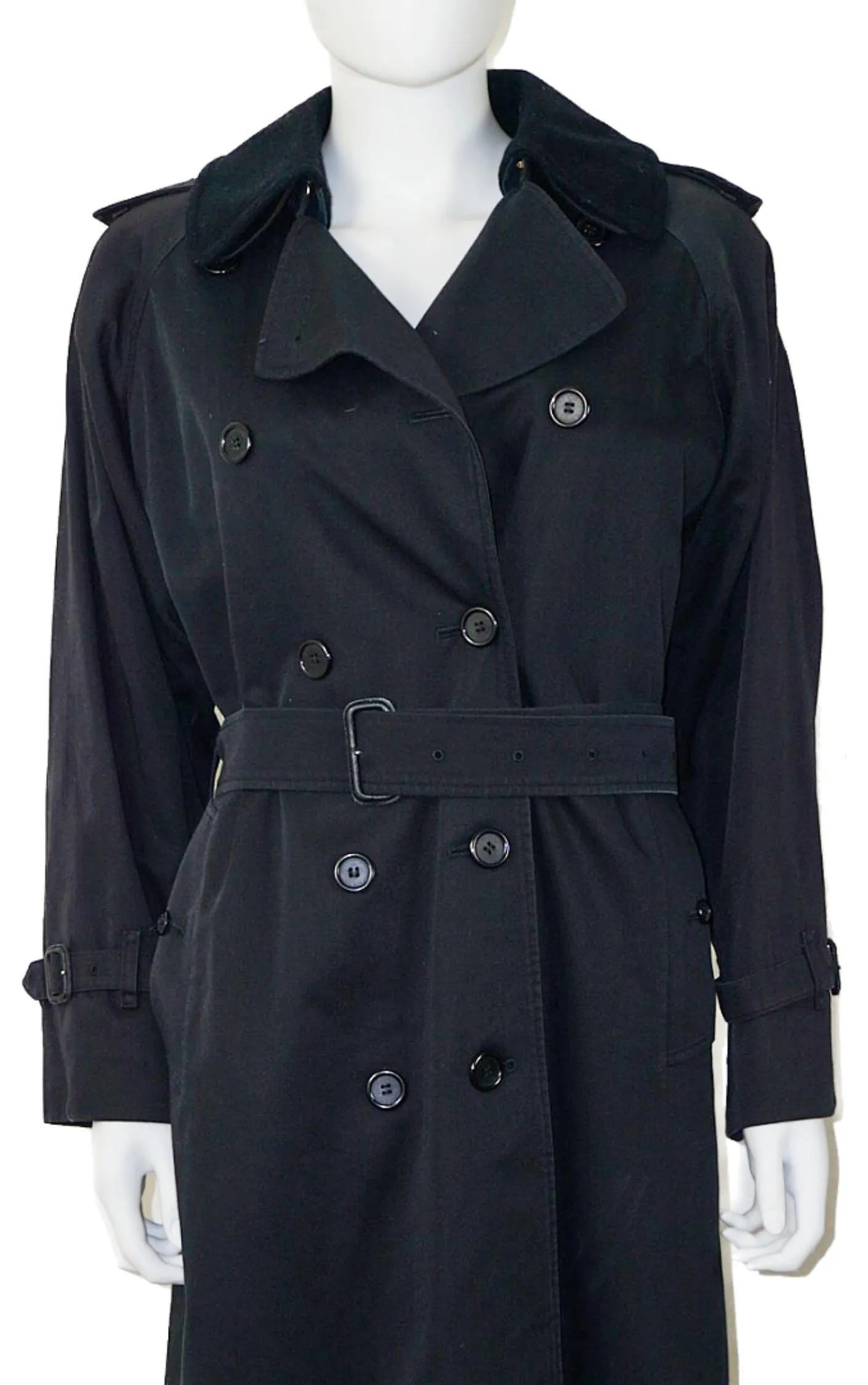 BURBERRY Vintage Black Double Breasted Trench Coat