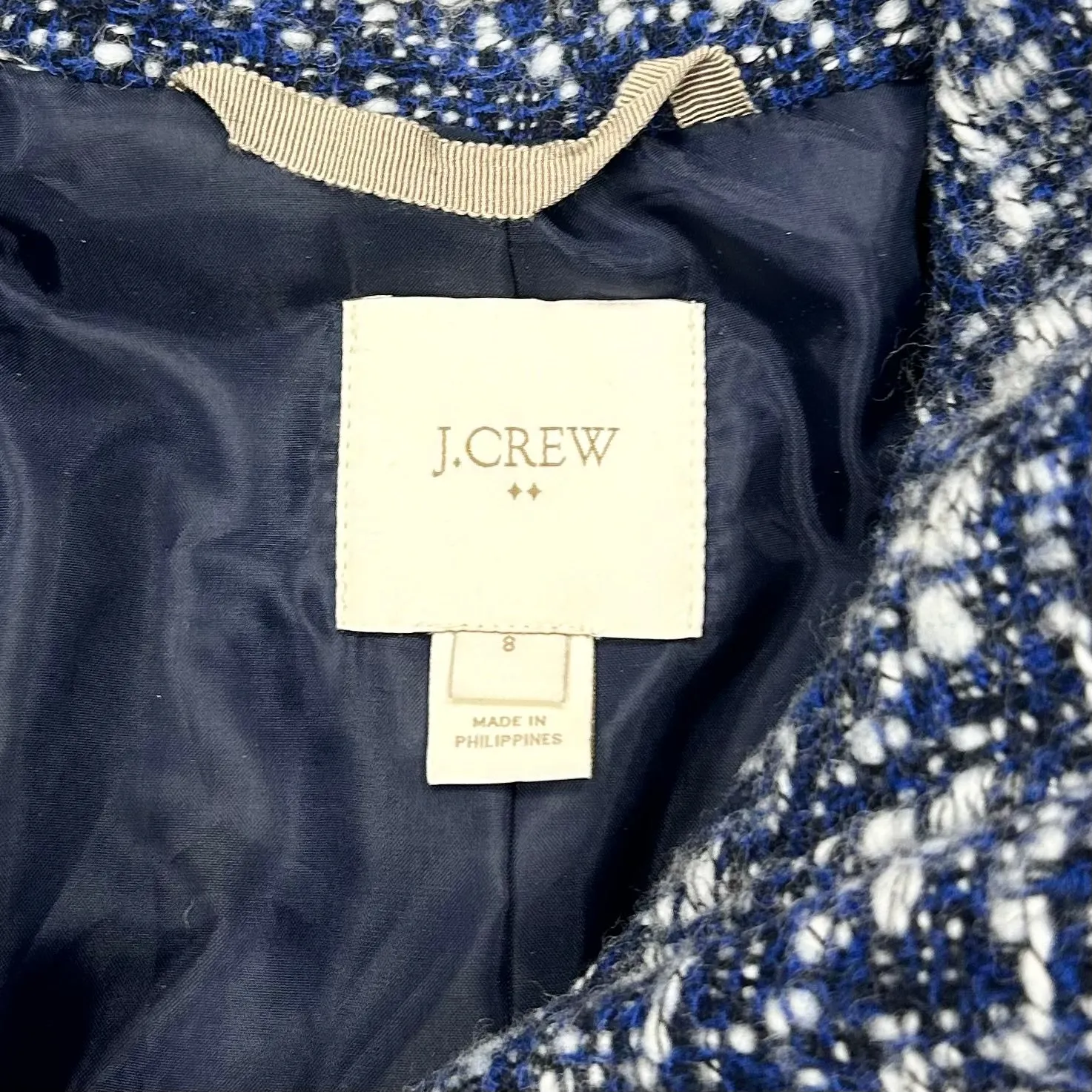 Coat Peacoat By J. Crew In Blue & White, Size: M