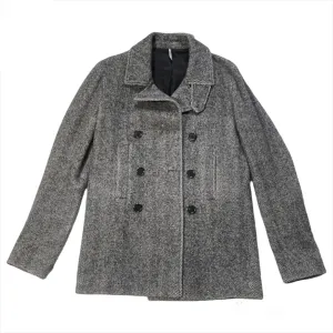 Dior homme grey wool blend military peacoat jacket 46