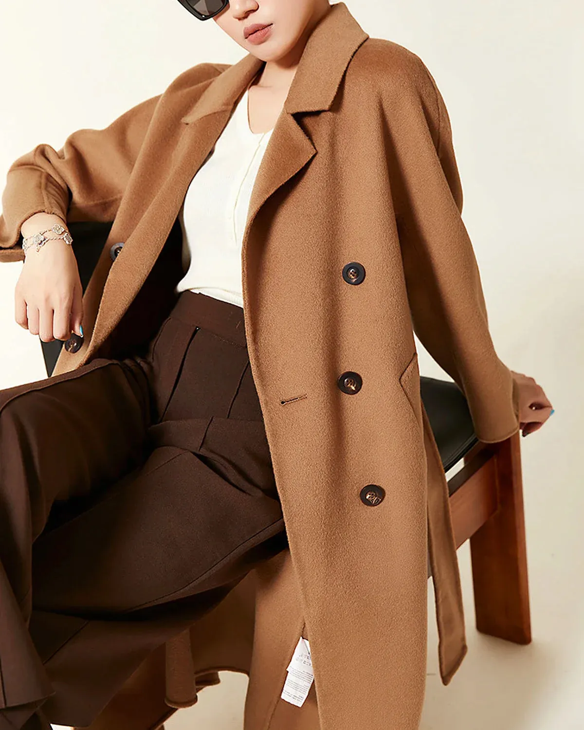 Double-breasted Belted Wool Coat