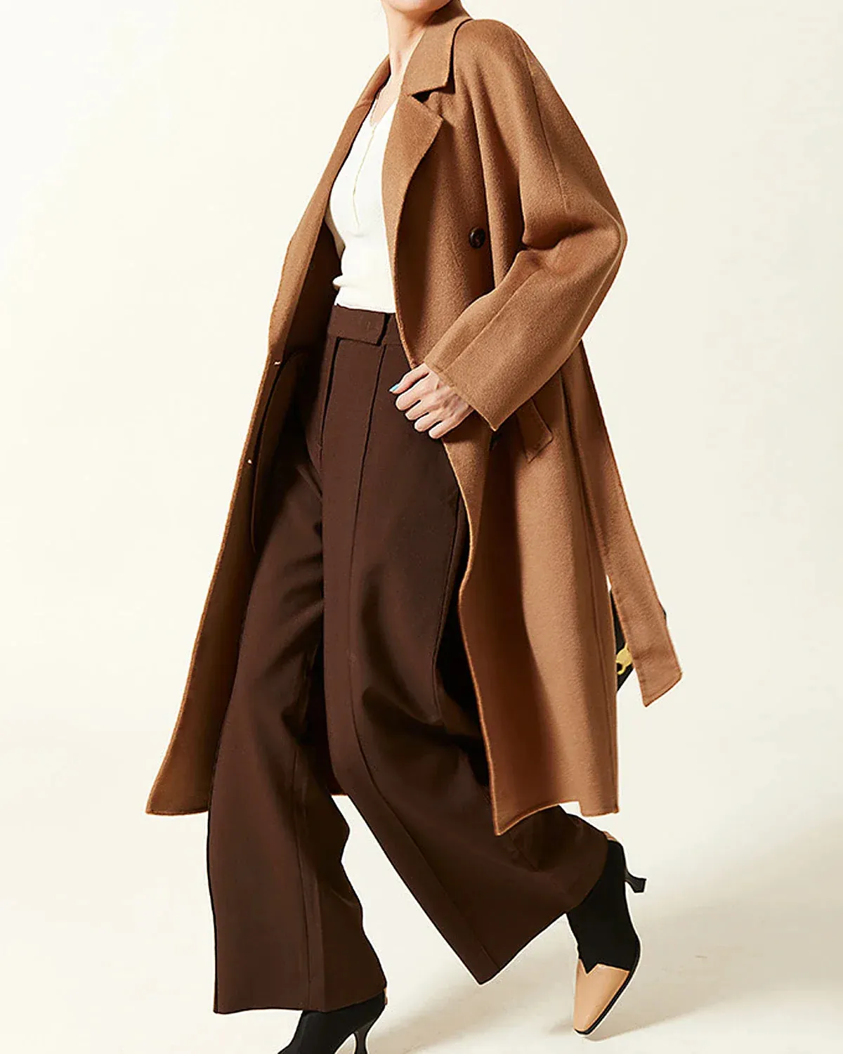 Double-breasted Belted Wool Coat