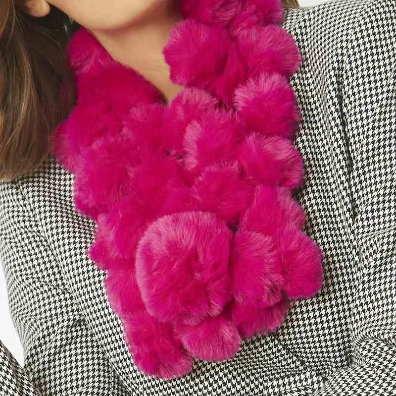 Faux Fur Pat Scarf Pinky-Purple