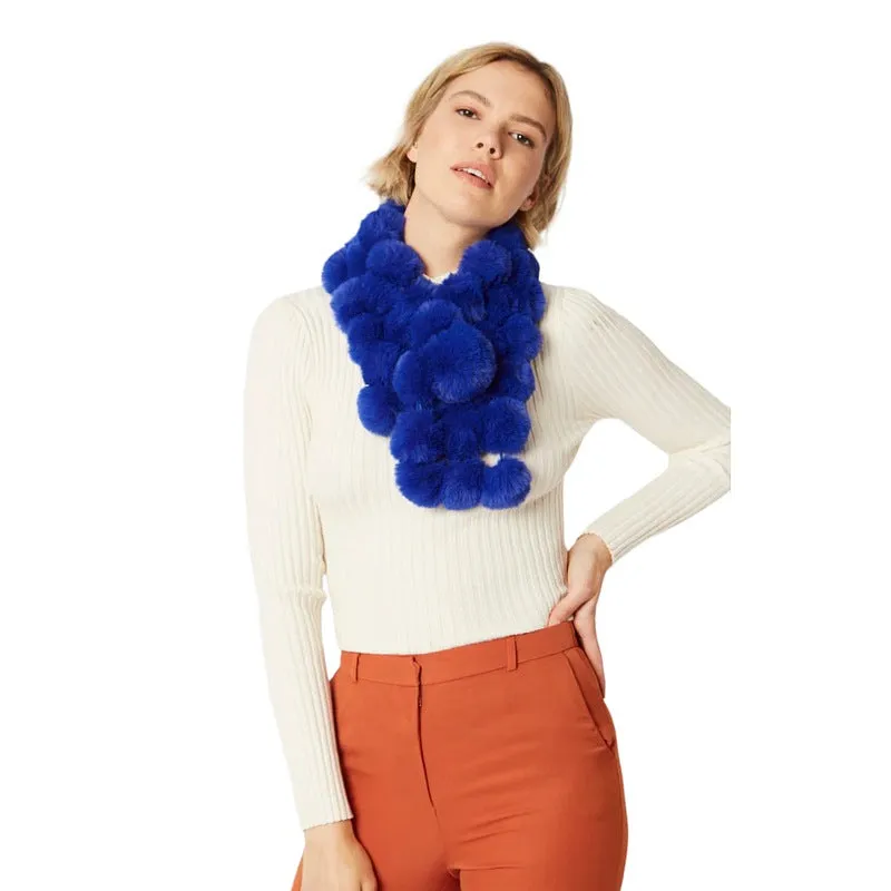 Faux Fur Pat Scarf Rich Blue