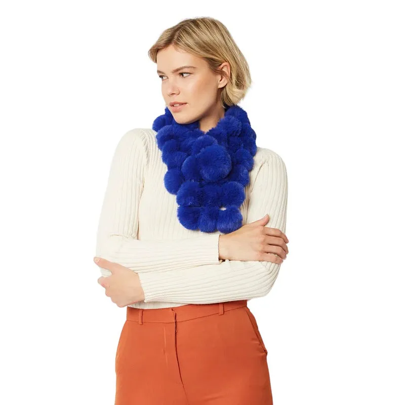 Faux Fur Pat Scarf Rich Blue