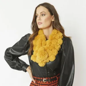 Faux Fur Pat Scarf Yellow