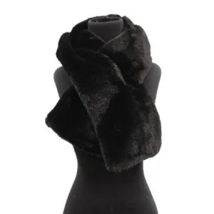 Faux Fur Pull Through Muffler - Black