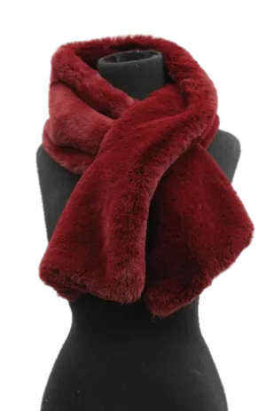 Faux Fur Pull Through Muffler - Burgundy