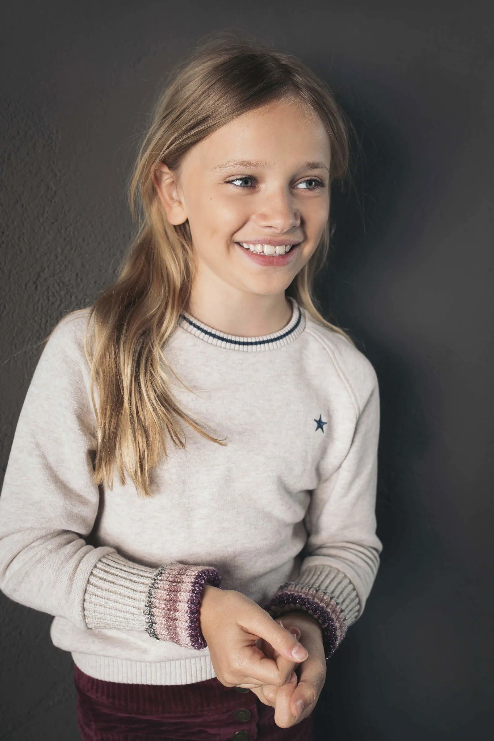 Flo Flo girls loose fit sweater metallic rib cuff