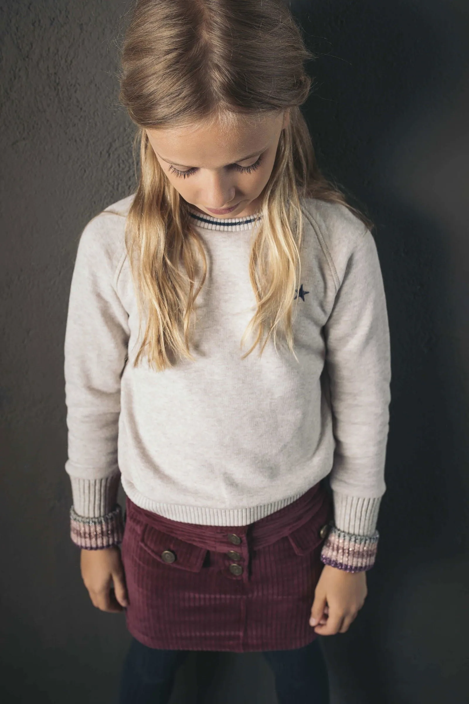 Flo Flo girls loose fit sweater metallic rib cuff