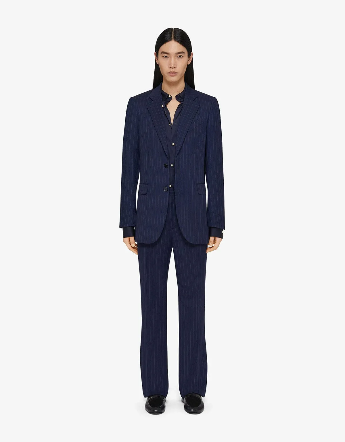 Givenchy Blue Striped Wool Trousers