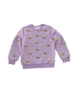 Glitter Football Crewneck - Lavender