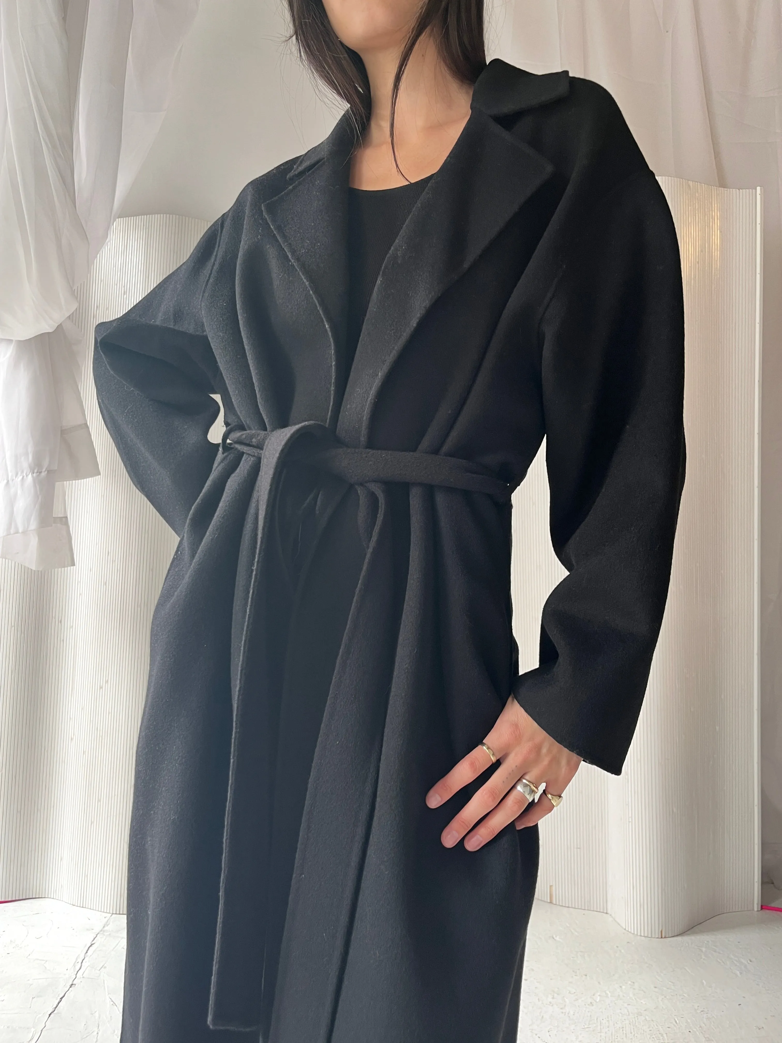 Jigsaw black belted coat