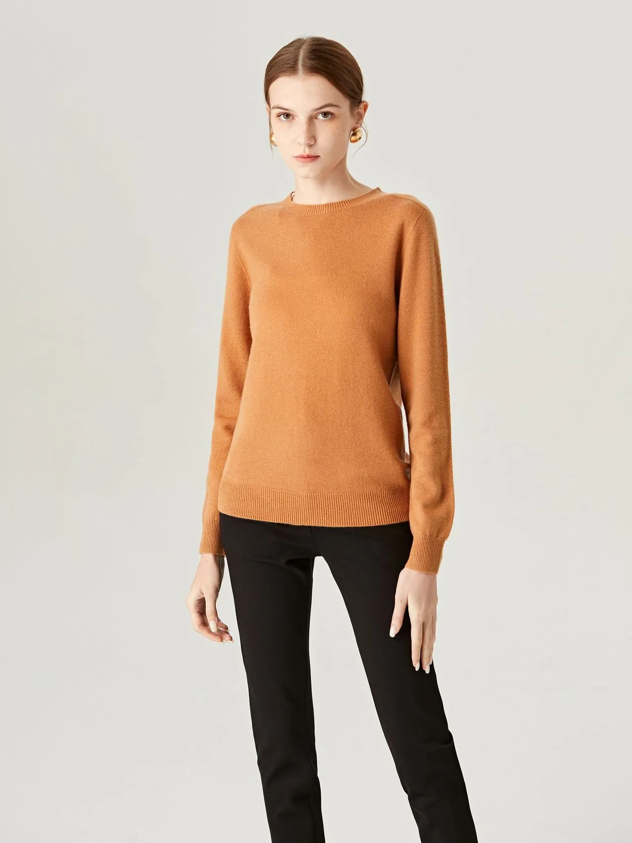 Karlee Tan Ribbed Knit Long Sleeve Sweater Top