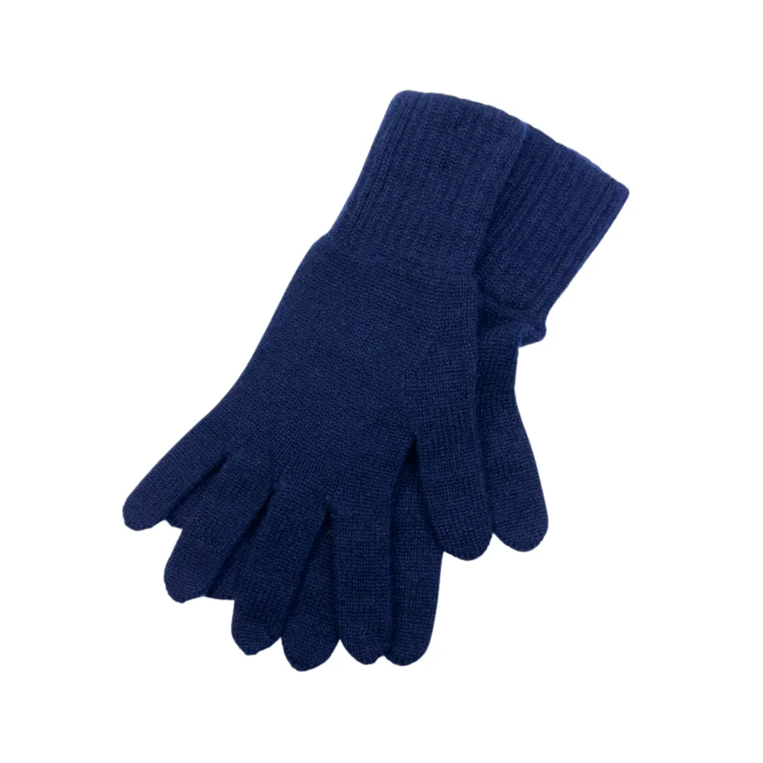 Ladies One-Size Scottish Made Cashmere Gloves - Navy