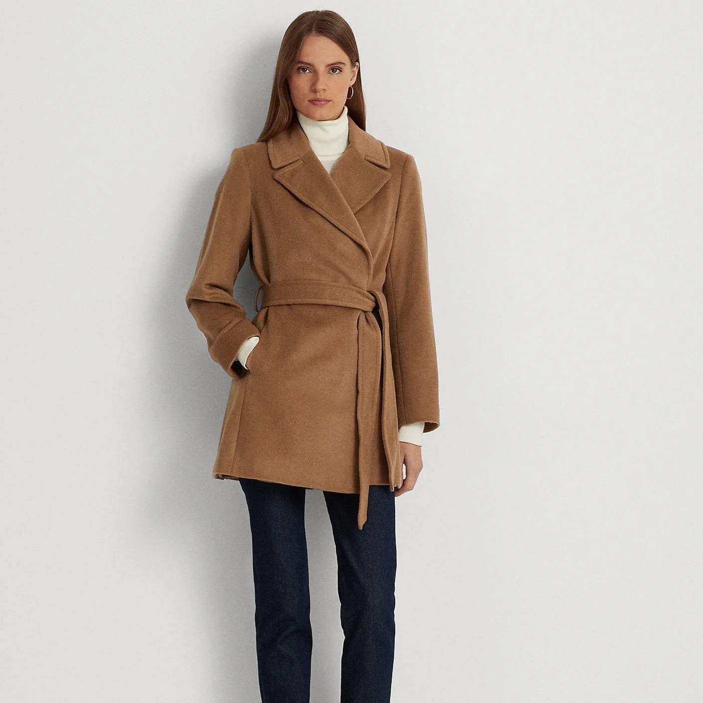 Lauren Ralph Lauren Wool-Blend Wrap Coat in New Vicuna