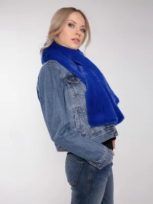 LEXINGTON SLOT THROUGH FAUX FUR SCARF-BLUE