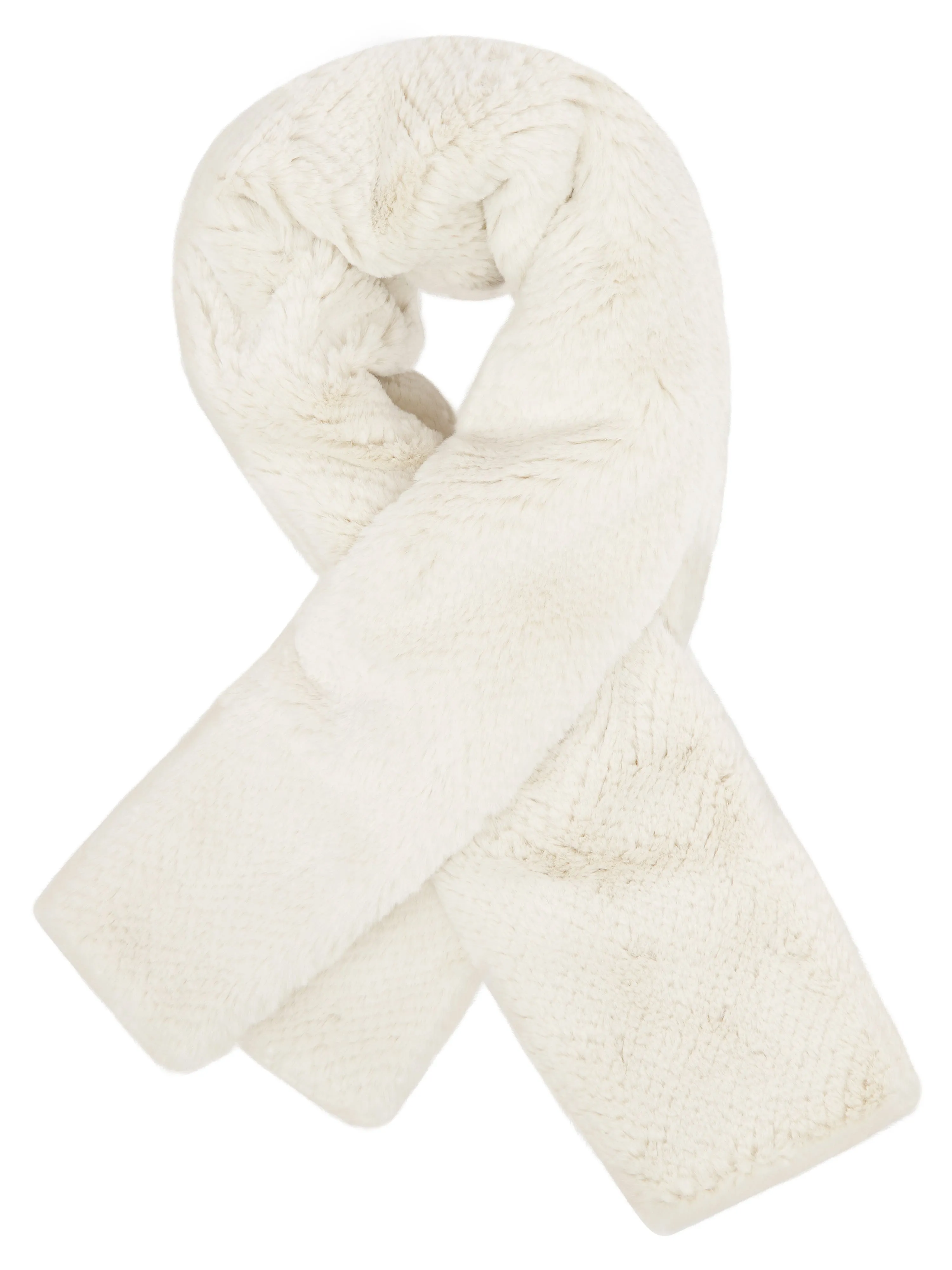 LEXINGTON SLOT THROUGH FAUX FUR SCARF-CREAM