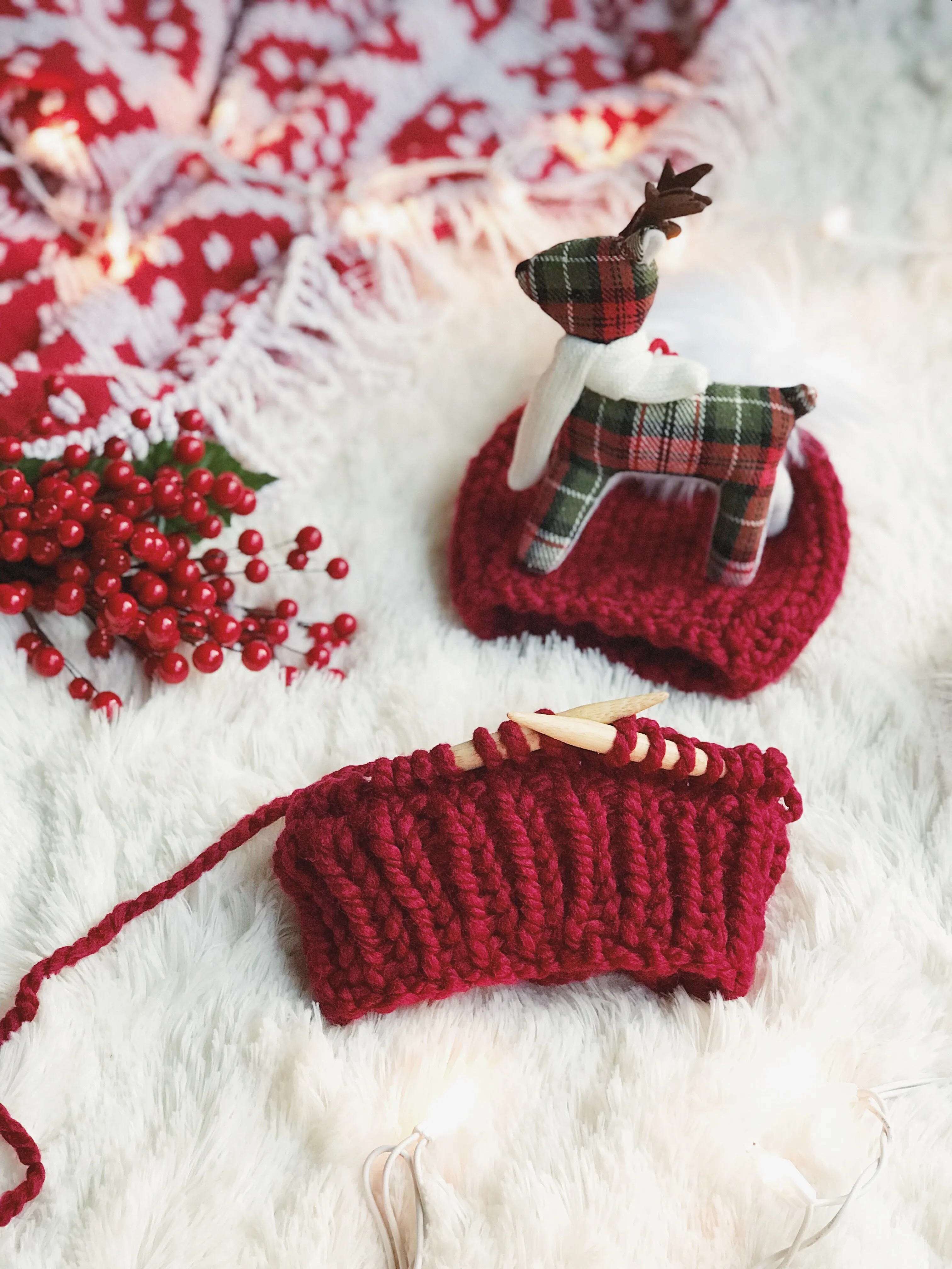 LIMITED EDITION Holiday Baby Beanie w/ Faux Fur Pom