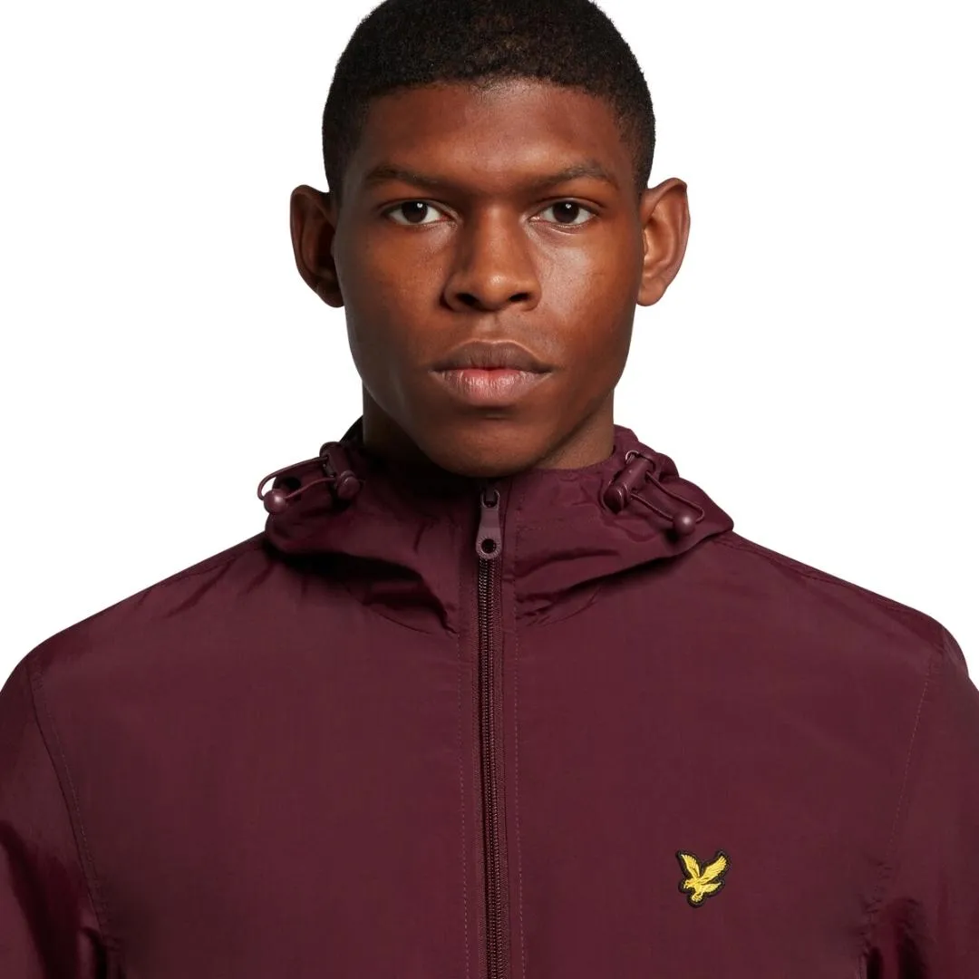 Lyle & Scott Branded Burgundy Hooded Short Lightweight Jacket