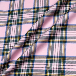 Multi-Coloured & Baby Pink Pure Wool Tartan