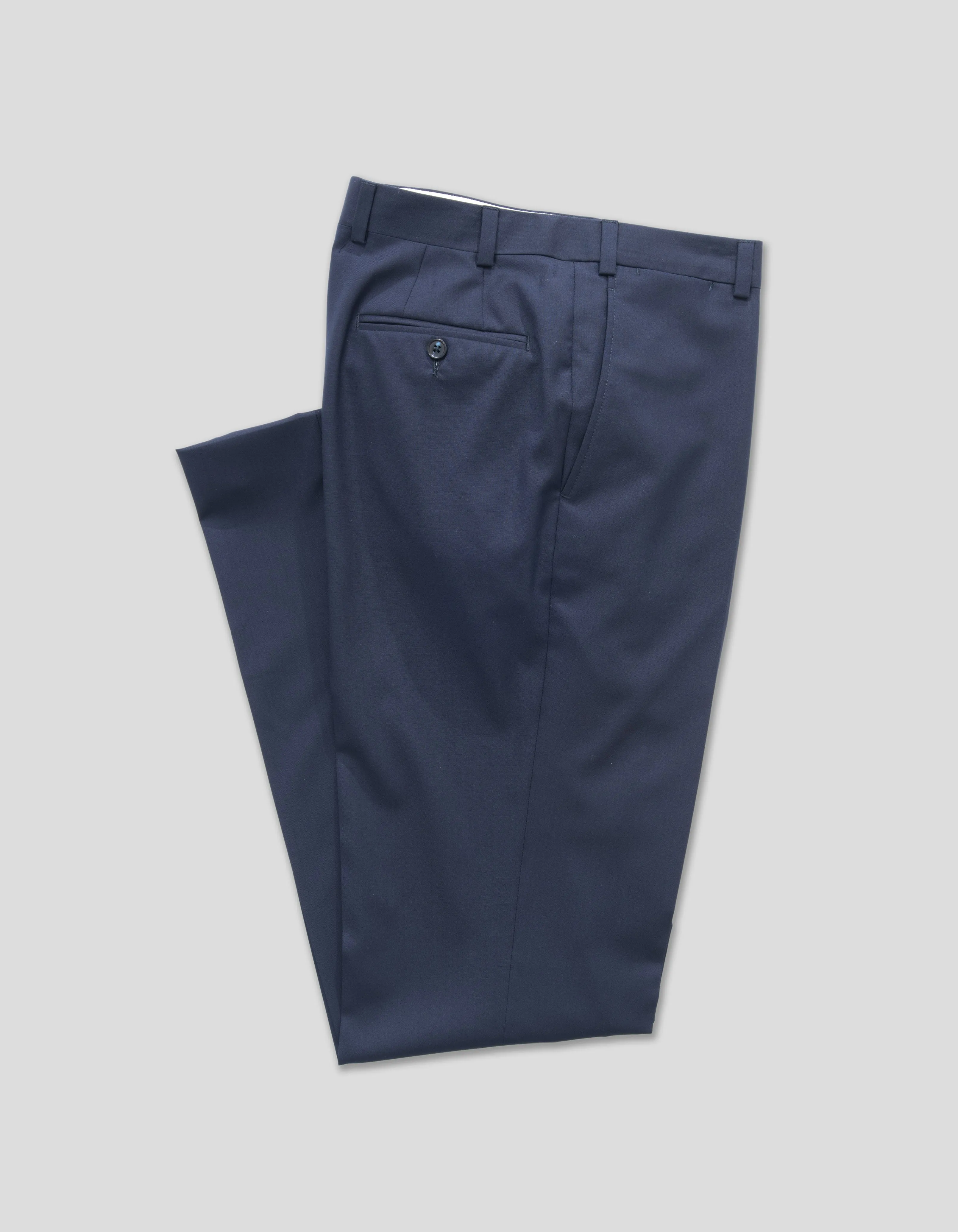 NAVY TROPICAL WOOL TROUSERS