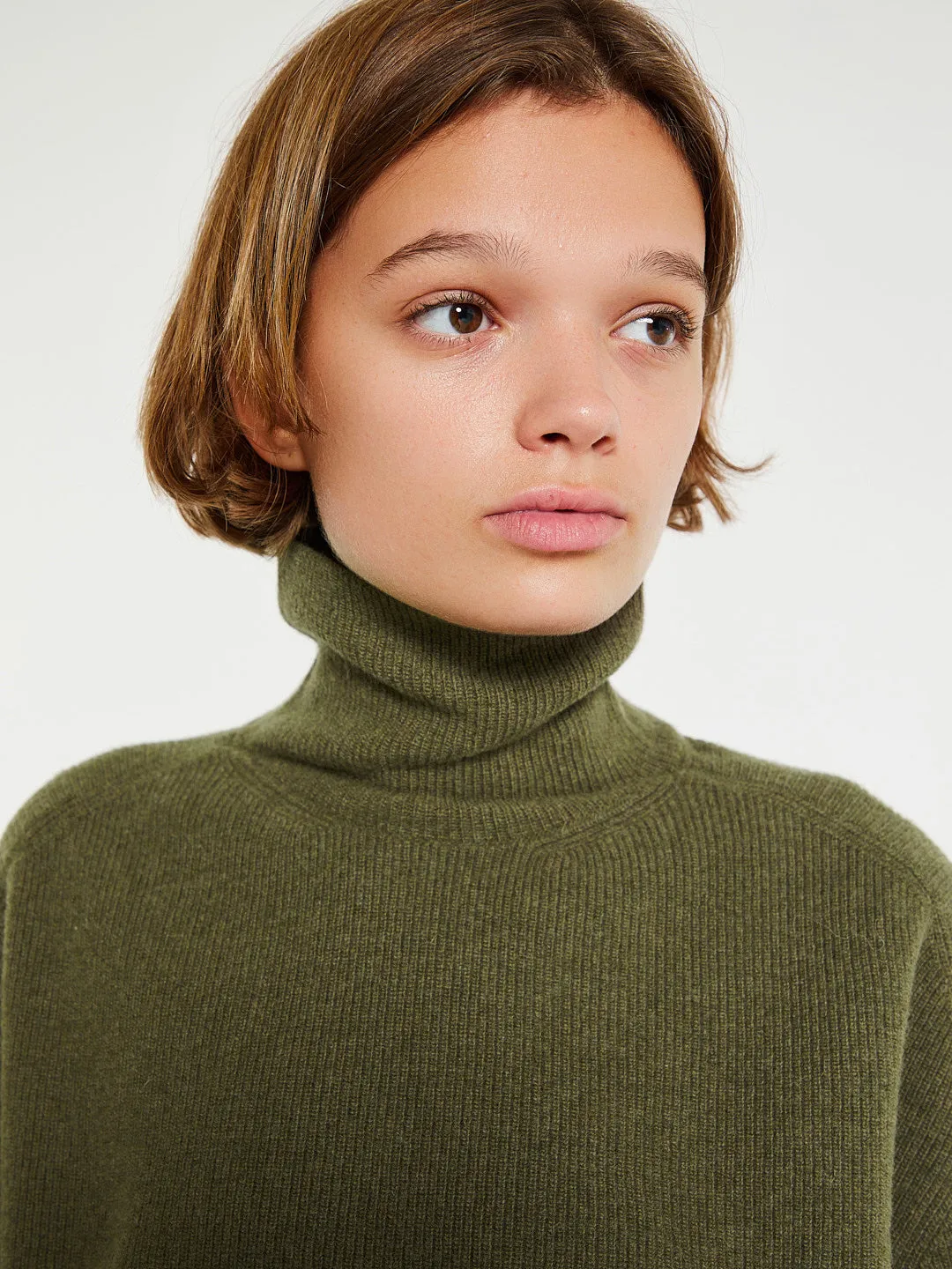 Turtleneck Jumper Knit in Dusky Green