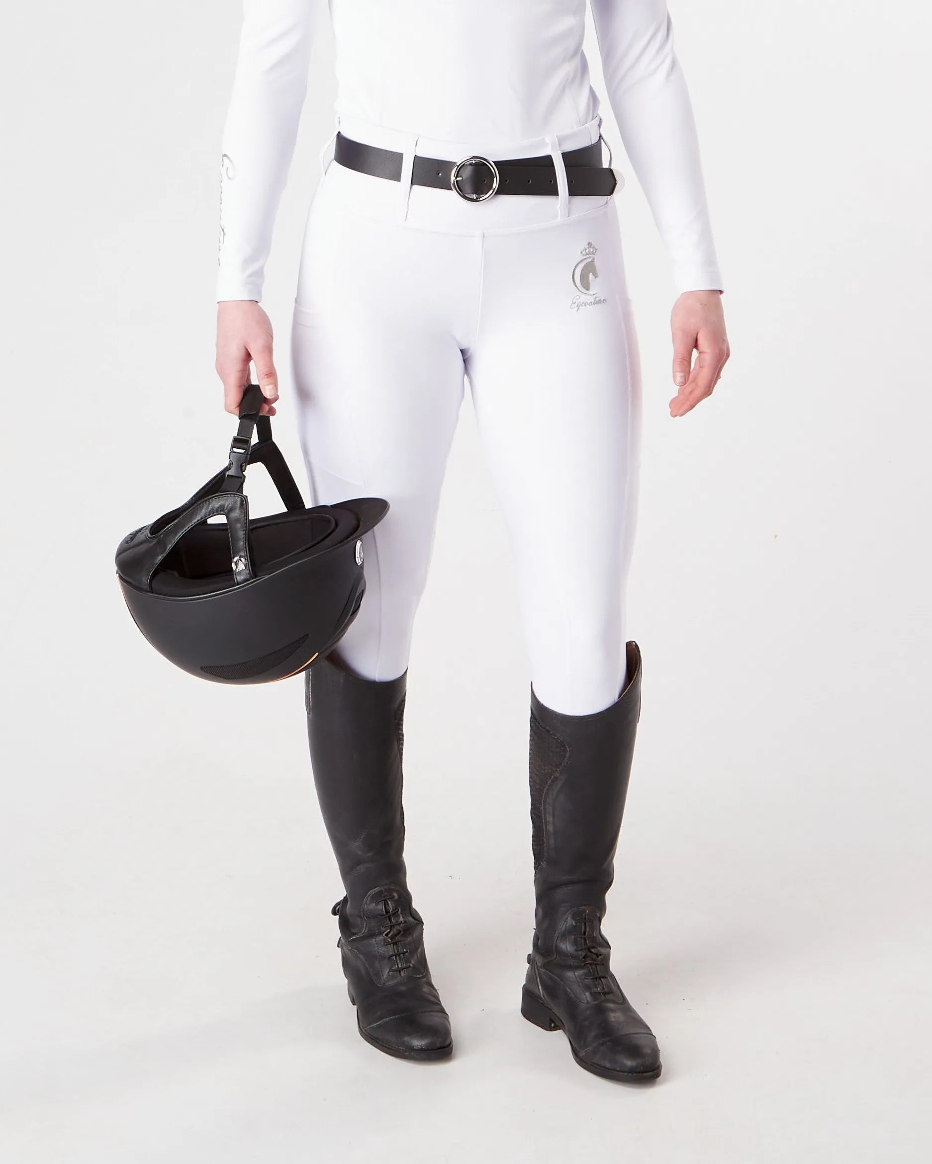 WINTER Thermal Competition Full Seat Riding Leggings / Tights- COMPETITION WHITE