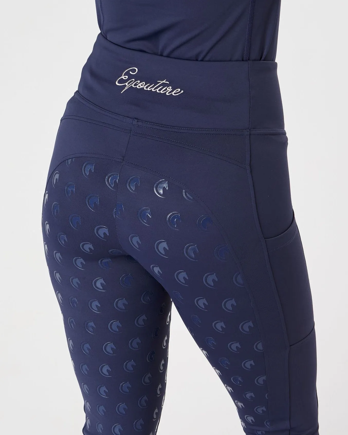 WINTER Thermal Navy Horse Riding Tights / Leggings with pockets  - WATER RESISTANT