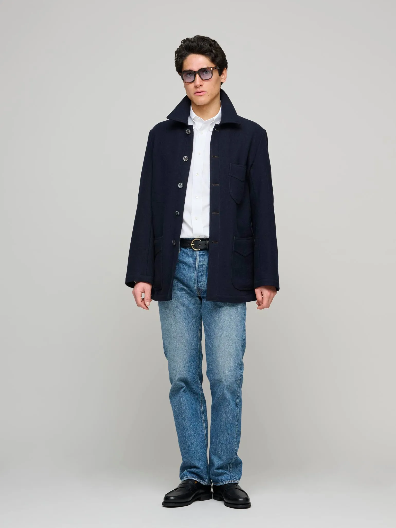 Wool Plage Coat, Navy