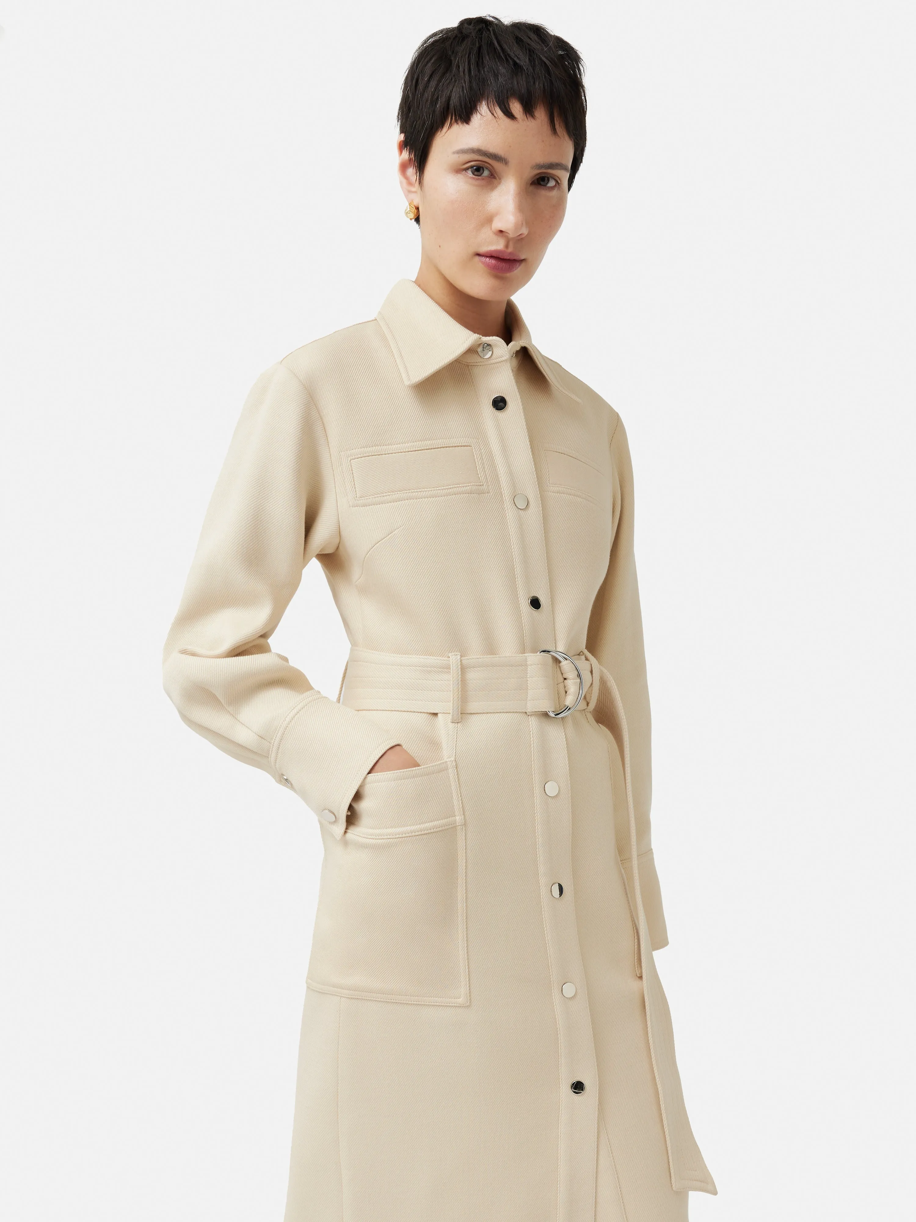 Wool Utility Dress | Cream