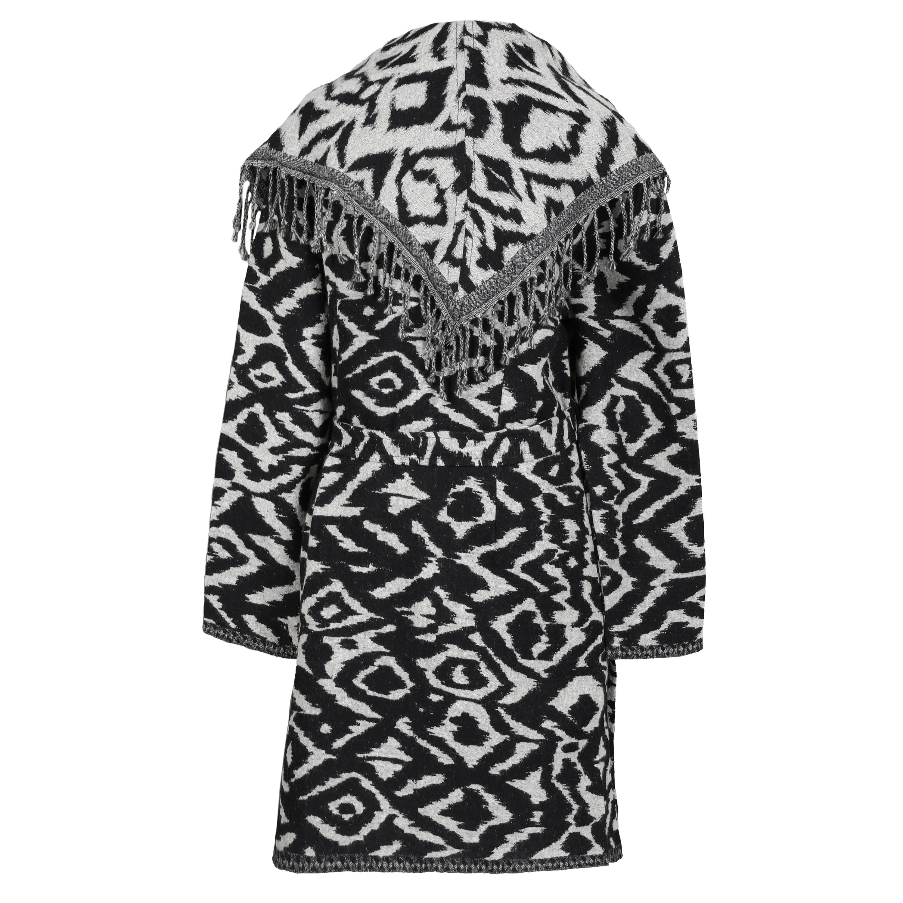 Zebra Belted Boiled Wool Coat